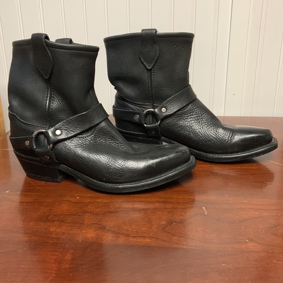 Black Leather Biker Boots - Picture 2 of 7